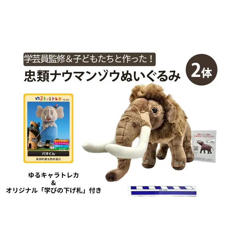 忠類ナウマンゾウぬいぐるみ 2体 トレカ付き 学芸員監修