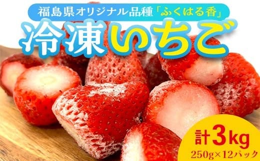 冷凍いちご 福島県オリジナル品種「ふくはる香」3kg（250g×12） いちご イチゴ 苺 福島県 鏡石町 鏡石農遊園 F6Q-346