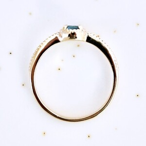 【ジュエリー】K10 イエローゴールド ロンドンブルートパーズ 一粒石 シンプル リング 指輪 保証書付　NR-1838