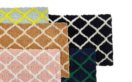 コード刺繍 あったかウール混ショートマフラー モロッカン柄 ピンク |五泉市 マフラー