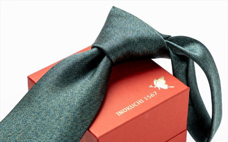 シルク ネクタイ （INOKUCHI1567 ） 岐阜蝶柄 緑色 ビジネス スーツ メンズ 岐阜市 / 皐月屋[ANBR009]