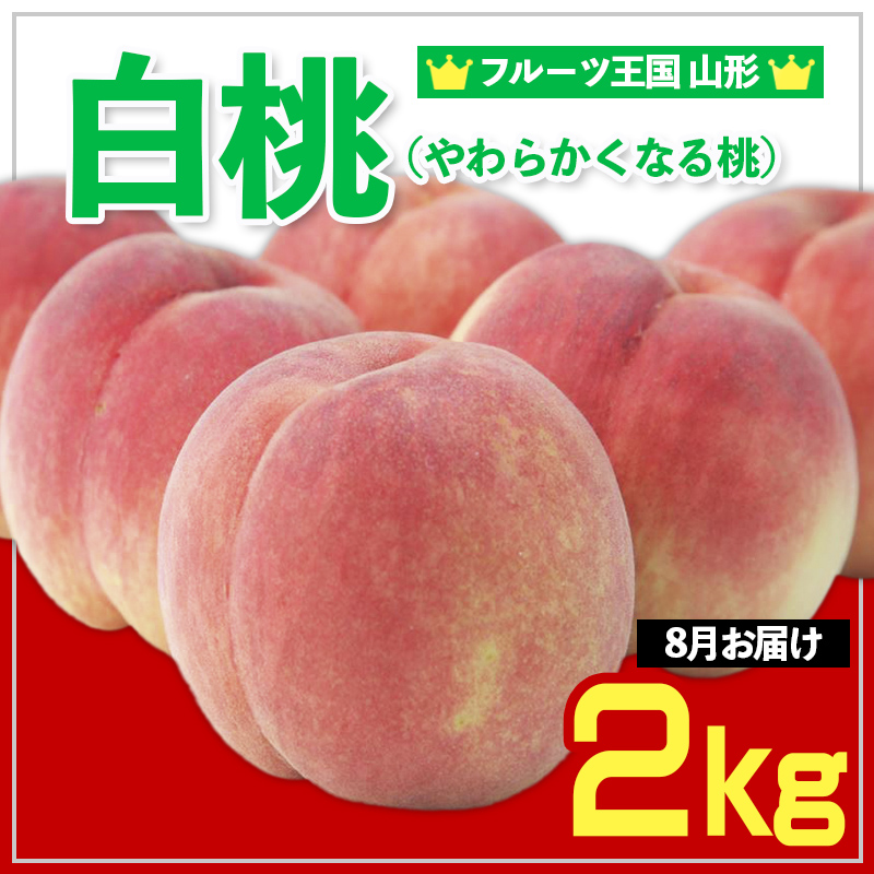 ☆フルーツ王国山形☆ 白桃 秀品 2kg [やわらかくなる桃] 8月お届け  FY25-064