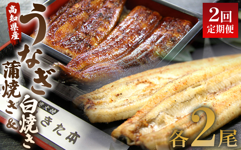 うなぎ 定期便 2回 うなぎ 蒲焼き 白焼き セット 120g 各2尾(無頭) 魚介 国産 海鮮 魚 かばやき 鰻 ウナギ 惣菜 おかず お手軽 しらやき 加工品 加工食品 冷凍  Wun-0055