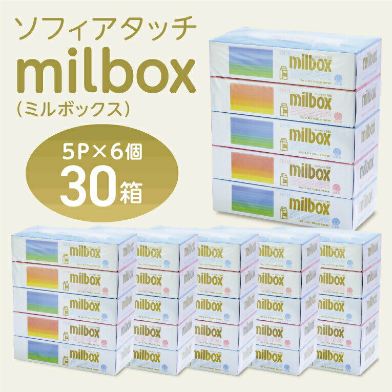 【ふるさと納税】マスコー製紙 ミルボックス ティッシュペーパー 180組×5箱×6パック (30箱)　送料無料 静岡県 富士宮市