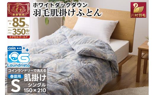 【春夏用】洗える羽毛布団 羽毛布団 シングル 肌掛け 肌掛け布団 ダウン 布団 夏 春 肌掛け ホワイトダックダウン 85% 0.4kg 青系 羽毛 ふとん 寝具 夏用 春用 ダウンケット 掛け布団 肌掛 国産 日本製  ダニプルーフ 柔軟加工 コインランドリー [川村羽毛 山梨県 韮崎市 20743698]