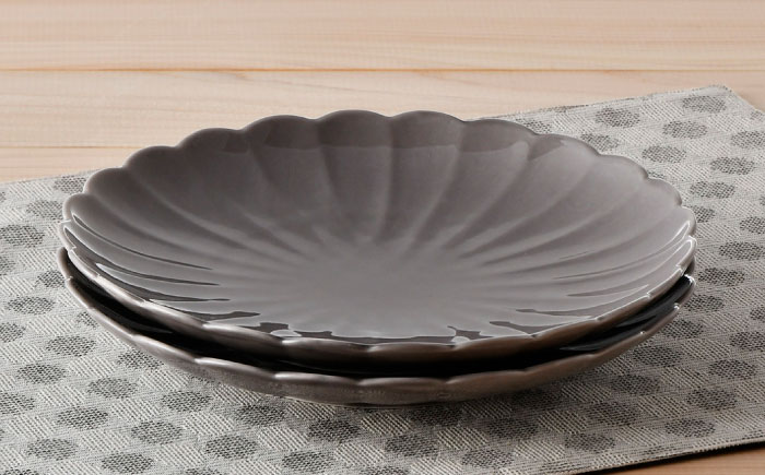 【波佐見焼】RINKA 21.5cm プレート 2枚セット グレー【長十郎窯】 [AE32]