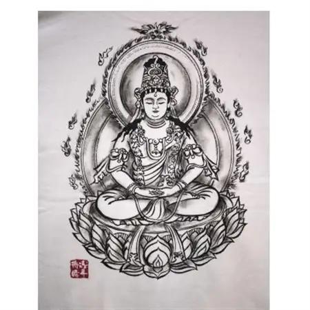 手描きTシャツ 仏画 大日如来 白 (半袖 Mサイズ)【1615072】