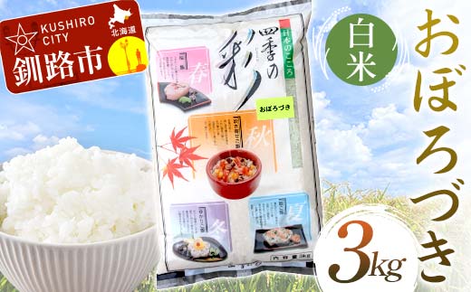 おぼろづき 3kg 白米 北海道産 米 コメ こめ お米 白米 玄米 通常発送 F4F-10000