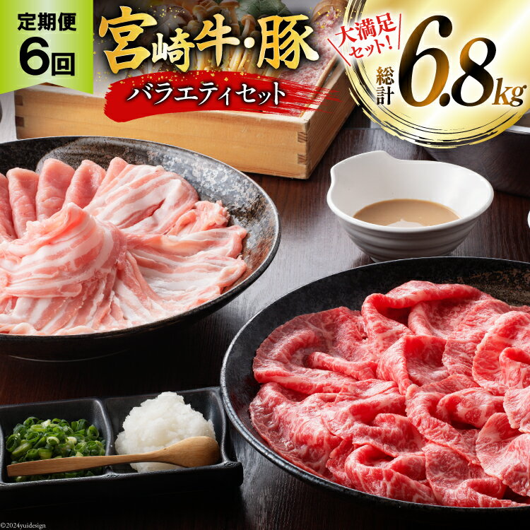 【ふるさと納税】肉 定期便 6ヶ月 宮崎牛・豚 バラエティセット [ミヤチク 宮崎県 美郷町 31au0072-NEW] 冷凍 小分け 牛肉 豚肉 豚小間 豚バラ 小間 豚ロース 牛肩ロース しゃぶしゃぶ 焼肉 牛モモ