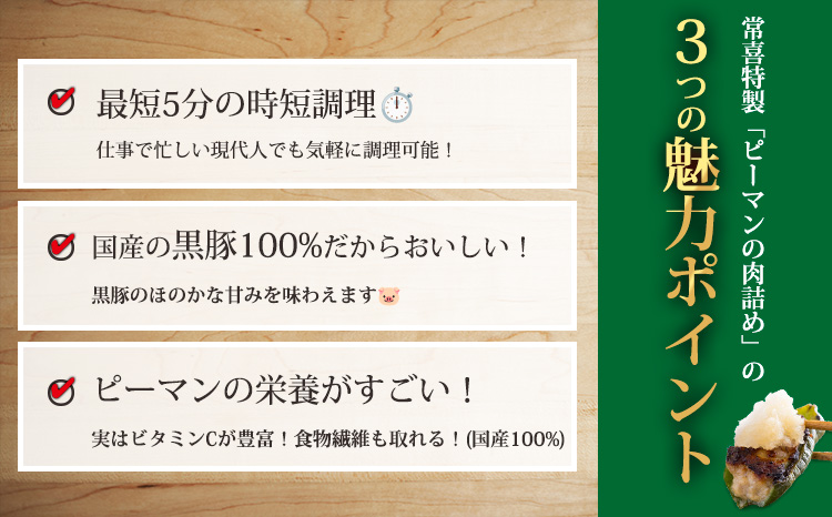 一人暮らし応援!国産黒豚100% ピーマンの肉詰めハンバーグ 1.5kg  冷凍食品 お惣菜 時短調理 1人暮らし 独り暮らし お弁当のおかず コスパ 10000円 1万円台 ワンストップオンライン申