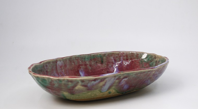 
ED015　【藁灰釉カリールー皿】大皿 カレー パスタ 長皿 食器 陶芸品 焼物 陶器 工芸品 限定 佐賀 おしゃれ みやき町
