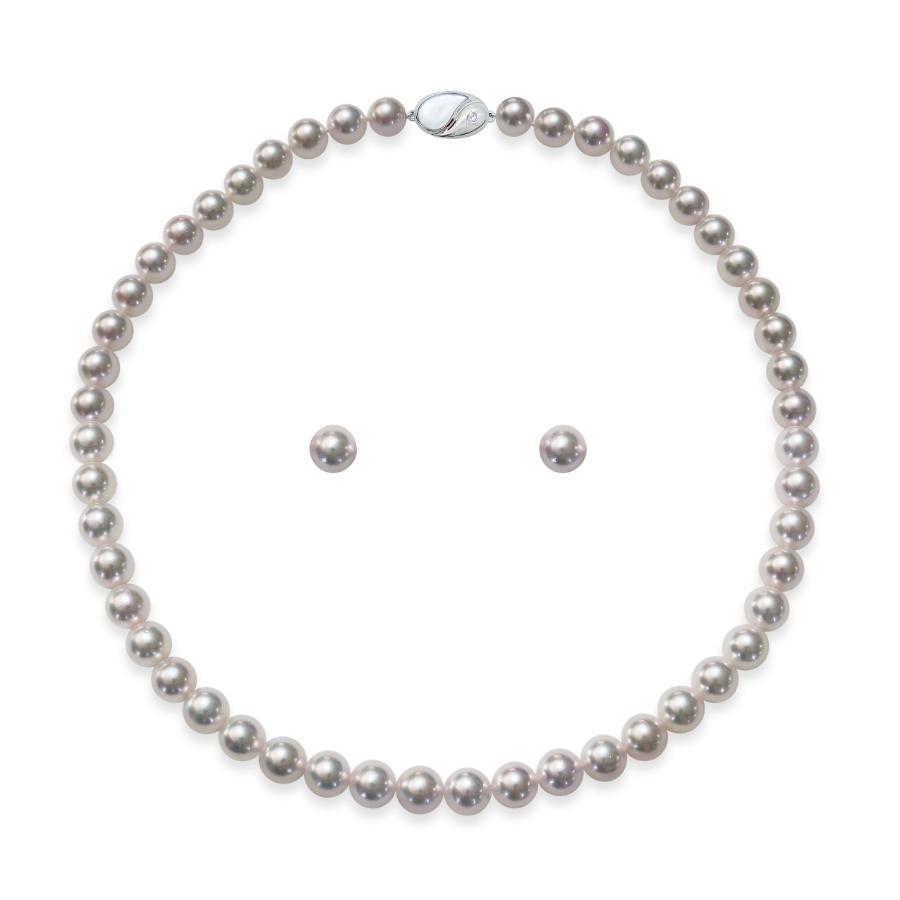 ＜天成真珠＞アコヤ真珠ネックレス・イヤリングセット　N8.0～8.5mm・E8.5mm
