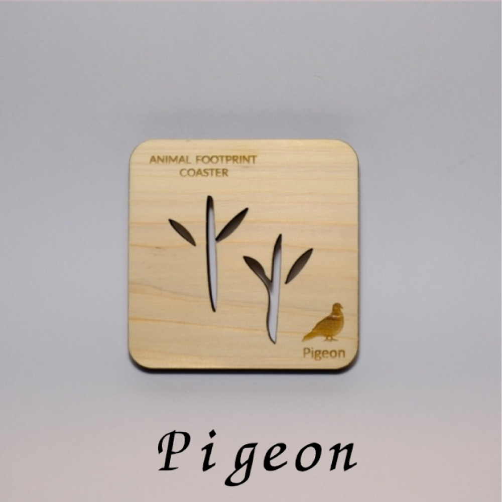 【1枚】森のコースター〈動物の足あと編〉 【Pigeon(ハト)】