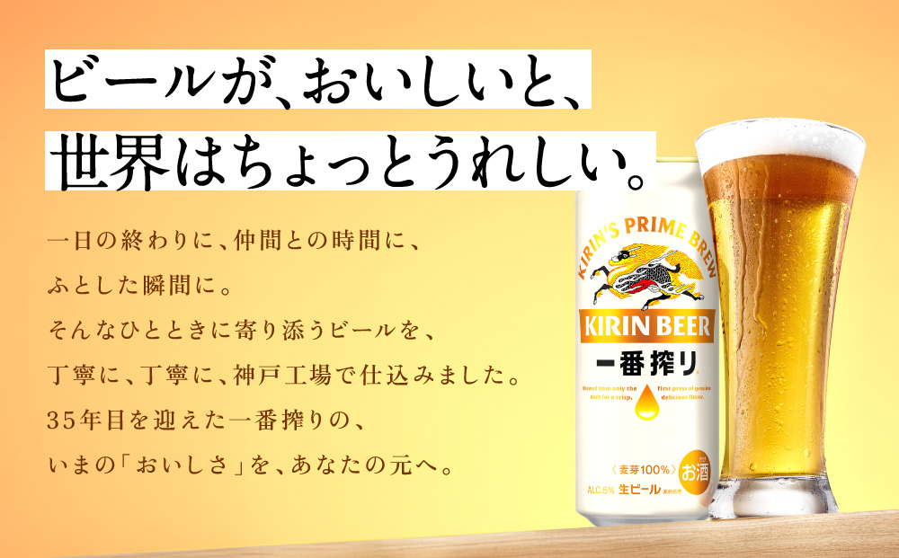 キリン一番搾り生ビール 神戸工場産 一番搾り生ビール 500ml×24缶（１ケース） キリンビール 神戸市 お酒 ビール ギフト E1208-01