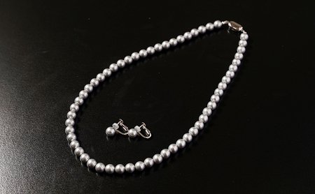 島珠 ネックレス イヤリング 7mm セット グレー パール 貝パール アクセサリー ジュエリー 装飾品 淡路島 洲本市