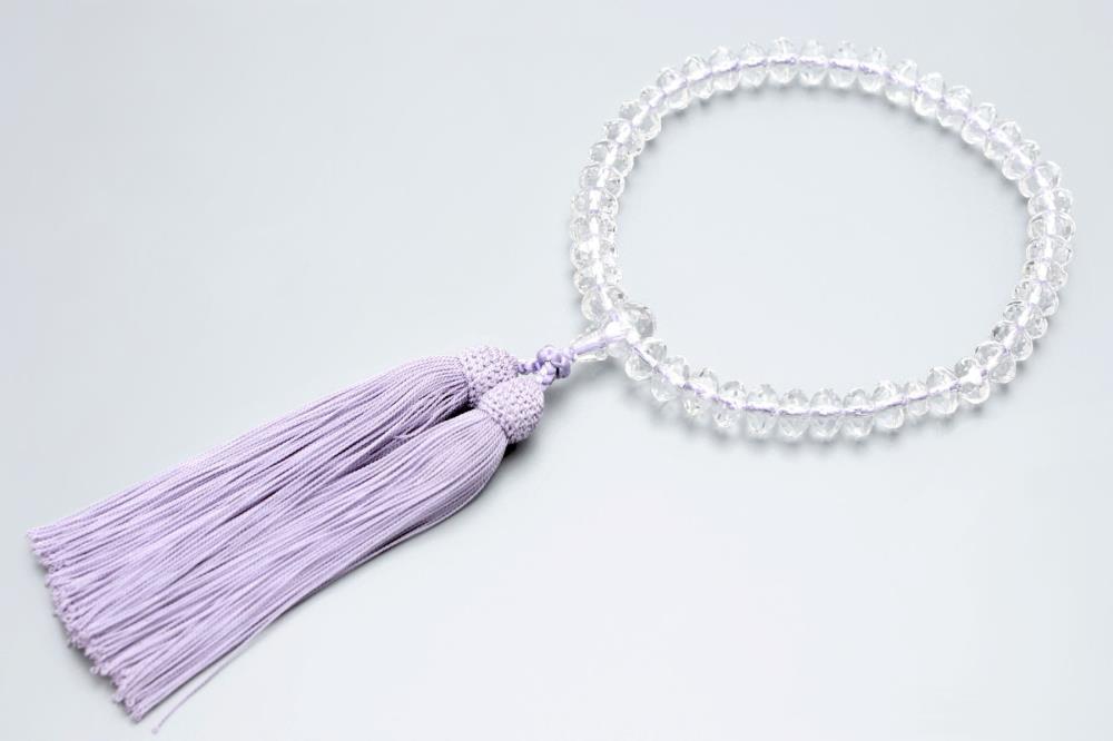 【京念珠】数珠 水晶 スターシェイプカット 正絹松風頭房〈数珠袋付き〉｜土屋念珠店 女性用 レディース 念珠 略式 3724［ 京都 念珠 珠数 京念珠 仏具 人気 おすすめ お取り寄せ 通販 送料無料 ふるさと納税 ］ 261009_B-FR69