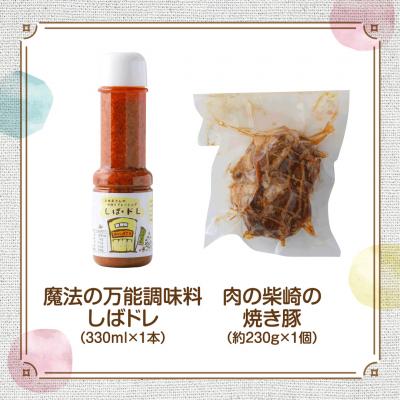 ふるさと納税 大崎市 肉の柴崎 万能しばドレ&amp;焼き豚セット|鳴子温泉の老舗