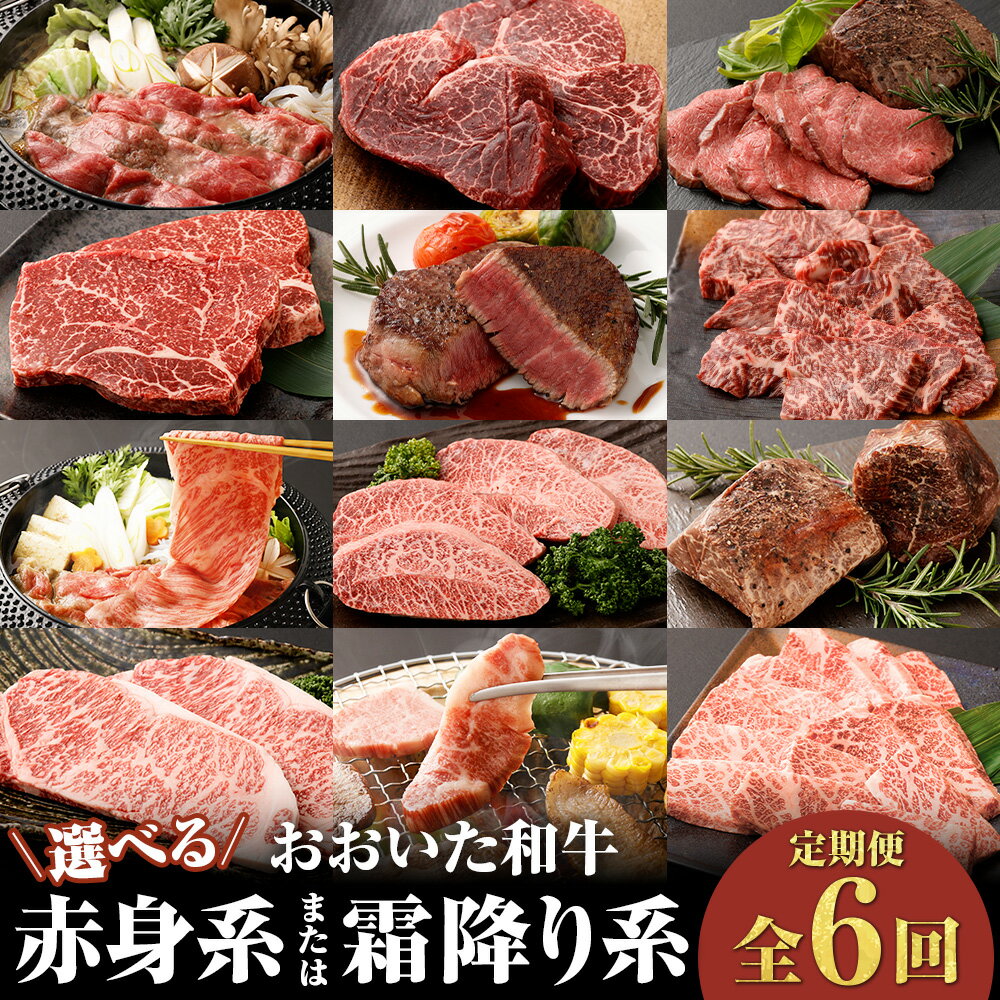 【ふるさと納税】【選べる内容】【黒毛和牛】 毎月お届け！ おおいた和牛を贅沢に味わい尽くす半年間定期便 （赤身系 合計約2.18kg or 霜降り系 合計約2.14kg） 豊後牛 牛肉 国産 冷凍 贈り物 竹田市 送料無料