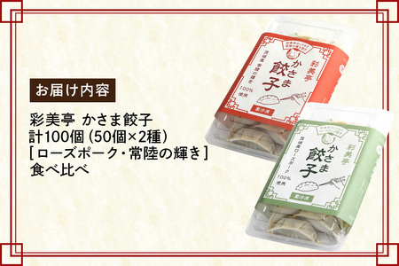 彩美亭 かさま 餃子 常陸の輝き・ローズポークセット 100個 HV-009