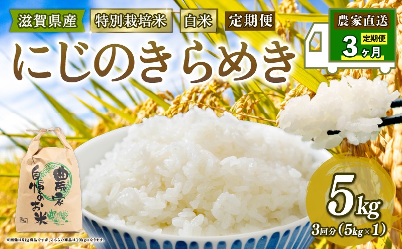
                  特別栽培米 にじのきらめき 令和7年産 米 5kg 白米 定期便 3ヶ月 計 15kg 虹のきらめき 2025年産 国産 農家直送 5kg × 3回 国産 農家直送 環境こだわり お試し用 お米 こめ おこめ 農家直送 産地直送 送料無料 
                