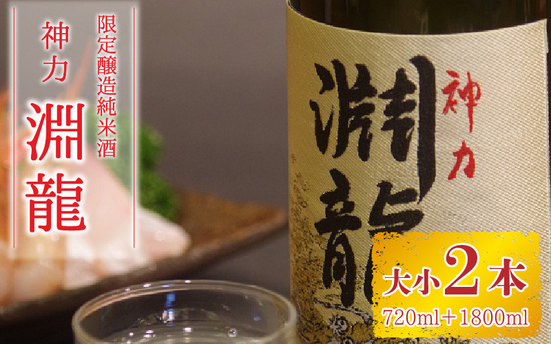 
地域振興の追い風に！限定醸造純米酒 「淵龍」 大小2本セット(一升瓶＆四合瓶) 【生原酒 地酒 日本酒 お酒 酒 アルコール 米どころ 冷蔵保存 ギフト 贈り物 贈答 父の日】 [A-1351]
