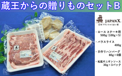 
                  豚肉『JAPANX』3種・1,380g詰合せ「蔵王からの贈りものセットB」　【04301-0189】
                