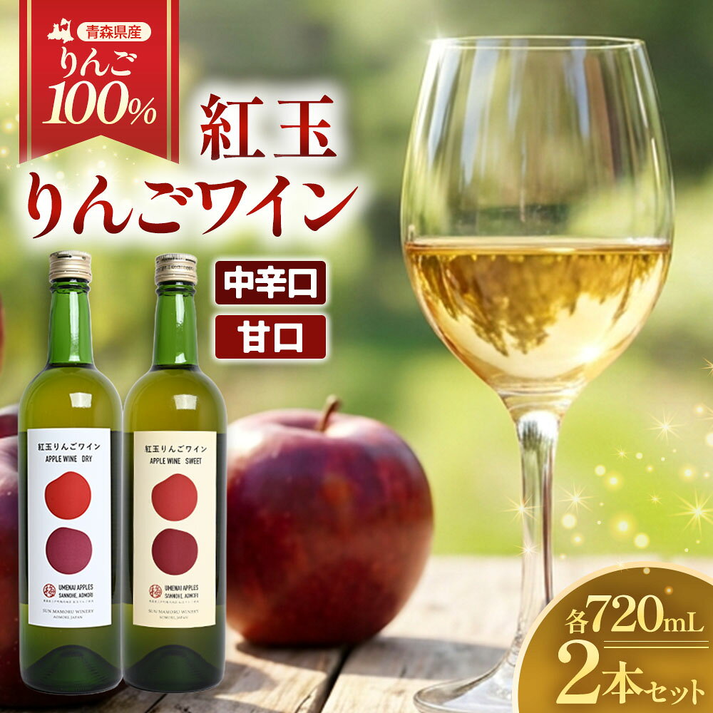 りんごワイン【甘口・中辛口】各720ml・2本セット ワインセット お酒 ギフト 飲み比べ 果実酒 瓶 国産 青森県 三戸