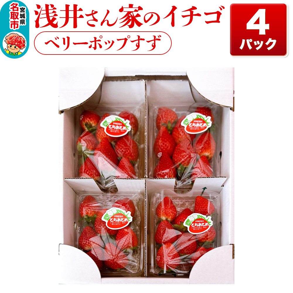 苺 浅井さん家のイチゴ ベリーポップすず 4パック 照疋屋