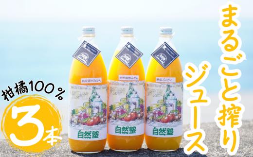⑭自然塾　柑橘100%まるごと絞りジュース　３本入り　みかんジュース オレンジ ポンカン 不知火 温州 ドリンク 飲料 飲み物 朝食 無添加 季節 旬