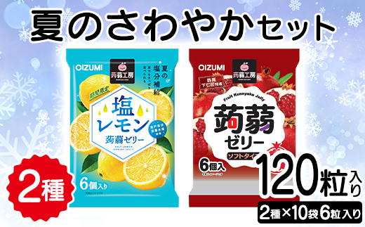 120粒入り！下仁田の蒟蒻ゼリーソフトタイプ2種 夏のさわやかセット（2種×10袋6粒入り）F21K-384