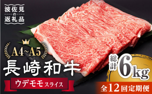 
【全12回定期便】 ウデ モモ スライス 500g 長崎和牛 A4 ～ A5ランク 【肉のふじた】 [AG07] 肉 牛肉 しゃぶしゃぶ すき焼き 長崎和牛 定期便
