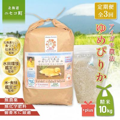 ふるさと納税 ニセコ町 《令和8年産米》【3回定期便】合鴨農法ゆめぴりか【胚芽米仕様精米】10kg【3112605】
