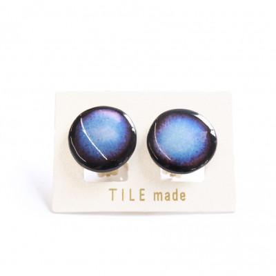 ふるさと納税 瑞浪市 【美濃焼】青錆むらタイルイヤリング(直径20mm)