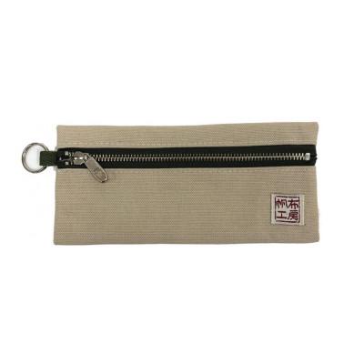 ふるさと納税 加東市 帆布工房　横長ポーチ(ベージュ)　約9.5×21cm