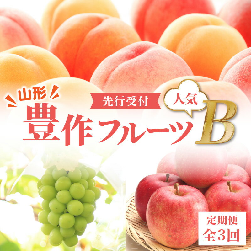 【ふるさと納税】 ≪先行受付≫ 山形豊作フルーツ人気B【定期便全3回】 白桃 シャインマスカット サンふじ りんご フルーツ 果物 定期便 桃 モモ もも りんご 林檎 ぶどう 秀品 山形 果実 旬のフルーツ レビューキャンペーン