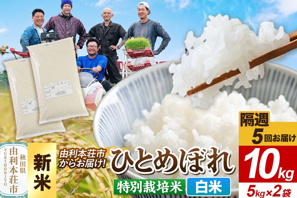 ＜令和8年産 新米＞《2週間毎お届け》【定期便5回】【白米】ひとめぼれ 10kg（5kg×2袋）特別栽培米   秋田県産 [ひとめぼれ 新米 米 お米 白米 精米 特別栽培米 ブランド米 食卓 おにぎり 秋田県産 秋田]