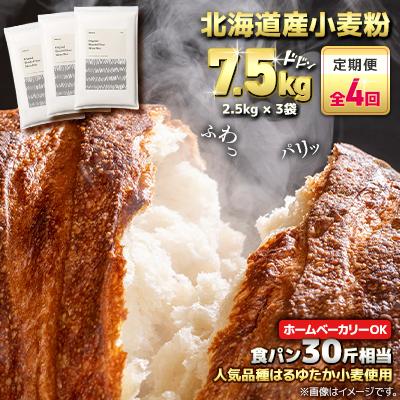 ふるさと納税 室蘭市 【毎月定期便】北海道産 はるゆたかブレンド小麦粉 シルバーライズ(パン用強力粉)7.5kg全4回