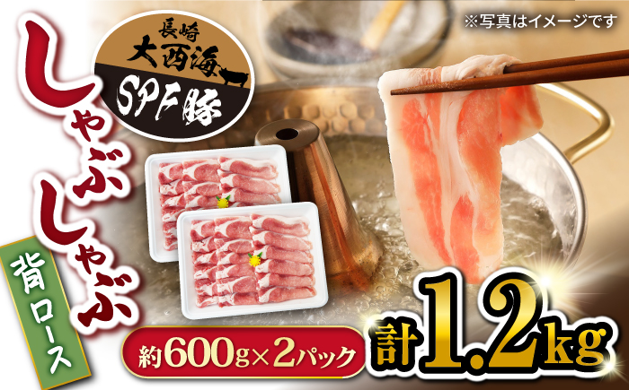  大西海SPF 豚 背ロース （ しゃぶしゃぶ 用）計1.2kg（600g×2パック） 訳あり ＜大西海ファーム＞ [CEK037]
