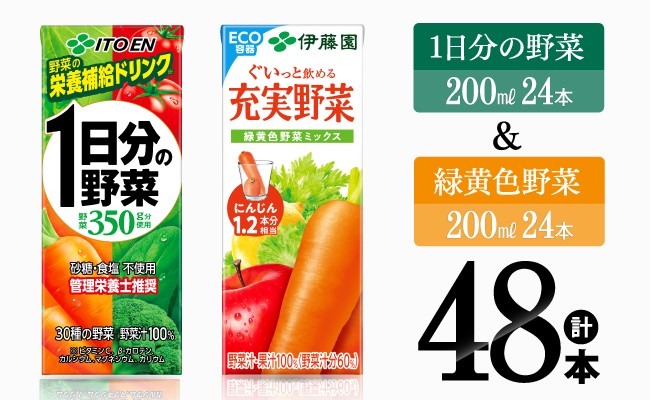 1日分の野菜＆緑黄色野菜（紙パック）48本 【伊藤園 飲料類 野菜 緑黄色 野菜ジュース セット 詰め合わせ 飲みもの】