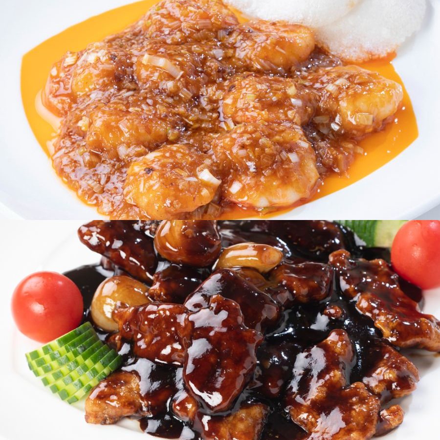 ＜北京高松＞「黒酢すぶた&エビチリ」各1パック