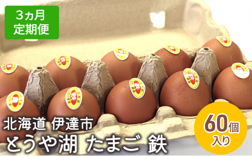 
[№5525-0925]【3ヵ月 定期便】 北海道 伊達市 とうや 卵 鉄 60個 入り たまご
