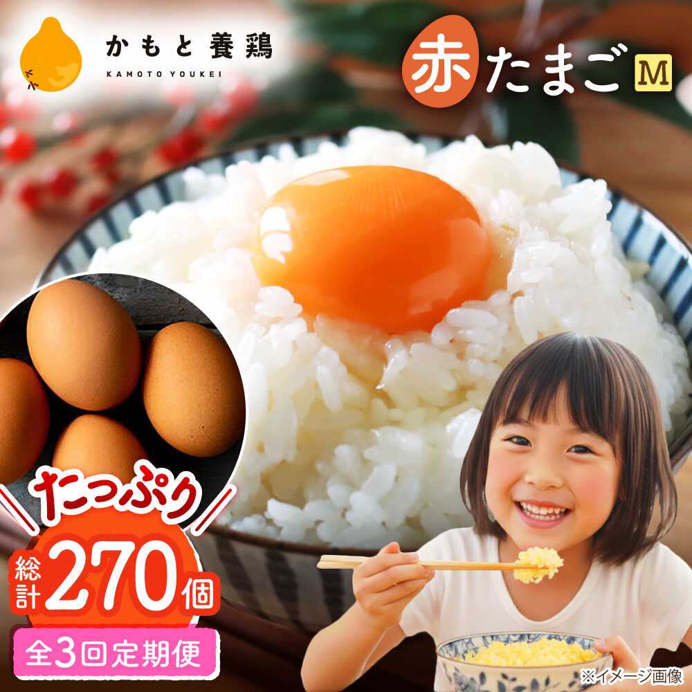 【ふるさと納税】【全3回定期便】赤たまご M玉 90個（85個＋5個割れ保証）【株式会社 かもと養鶏】[ZCA014] 鶏卵 玉子 たまごかけご飯