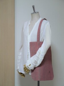 会津木綿 携帯用折り畳みマイバッグ（やたら桃） ファッション かばん トートバッグ 手提げ カバン 織物 伝統工芸品 