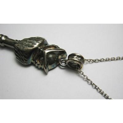 ふるさと納税 館山市 銀の笛　鍵だけど笛　フクロウ　キーペンダント　ホイッスル　owl 梟　チェーン付き　シルバー |  | 02