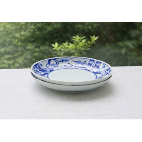 有田焼 染付八方割和皿 2枚 セット 【まるふく】食器 器 うつわ 染付 大皿 プレート お正月 2枚 ペアセット A35-725_イメージ3