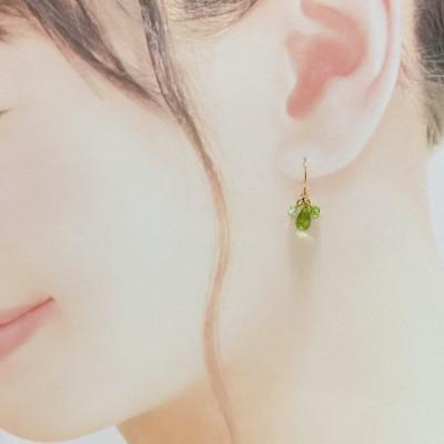 ふるさと納税 小山市 天然石ペリドットとスワロフスキーのピアス |  | 01