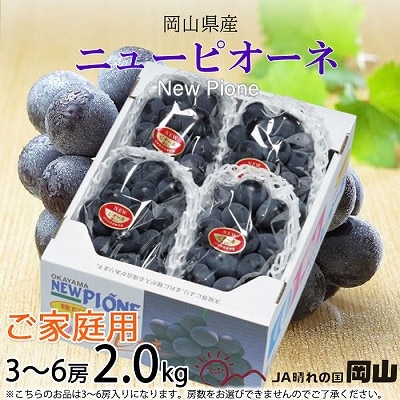 【2026年8月下旬より順次発送】ご家庭用　岡山県産　ピオーネ　2kg(3～6房)【配送不可地域：離島】【1409695】