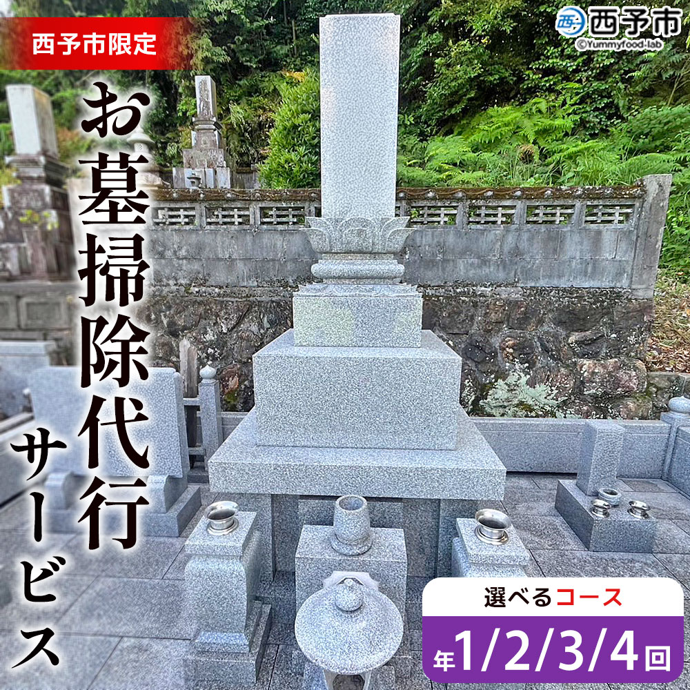 【ふるさと納税】＜お墓掃除 代行サービス（年1回 / 2回 / 3回 / 4回）＞ 選べる 回数 コース 2基 墓所 墓石 お掃除 清掃 代理 代行 お手入れ お供え 供養 クリーン 花立 線香台 水鉢 雑草取り お墓参り お手入れ 徳山石材 愛媛県 西予市