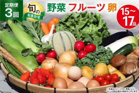 BD158 【3回定期便】 野菜・フルーツ・卵 旬のおまかせセット （野菜･フルーツ14～16種、卵6玉） [ 野菜セット 野菜 フルーツ 果物 たまご 鶏卵 産地直送 厳選 長崎県 島原市 送料無料]レビューキャンペーン