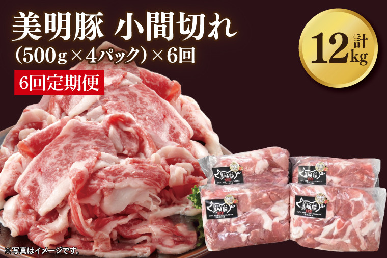 
                  【6ヶ月定期便】【美明豚】小間切れ 計2kg(約500g×4パック)｜肉 お肉 小間切れ 豚肉 美明豚 豚 焼き肉 焼肉 すき焼き 煮物 定期便 茨城県 行方市(DH-25)
                